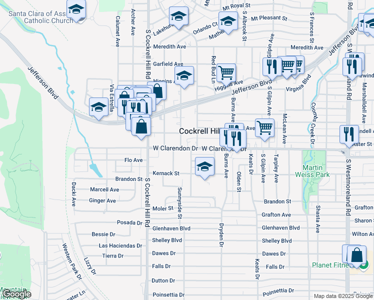 map of restaurants, bars, coffee shops, grocery stores, and more near 1105 Phinney Avenue in Dallas