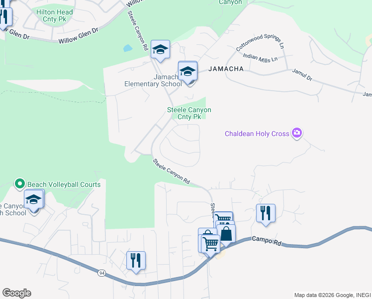 map of restaurants, bars, coffee shops, grocery stores, and more near 3078 Golf Crest Ridge Road in El Cajon