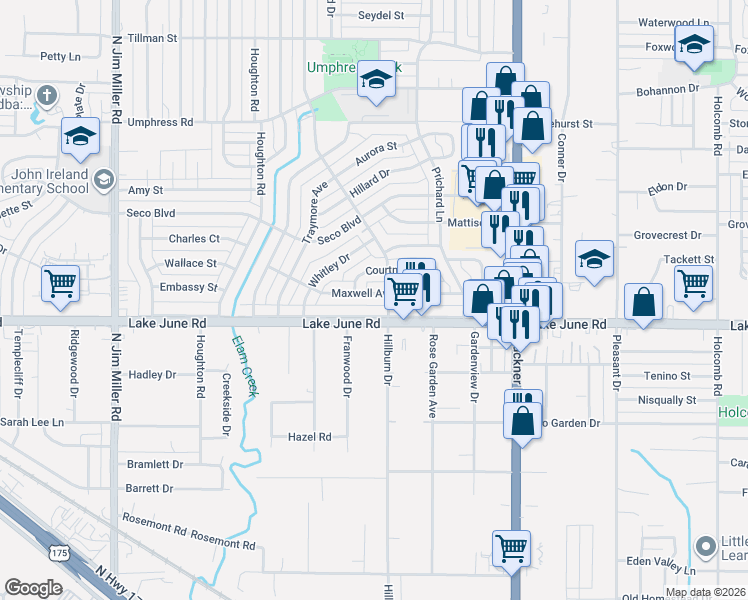 map of restaurants, bars, coffee shops, grocery stores, and more near in Dallas