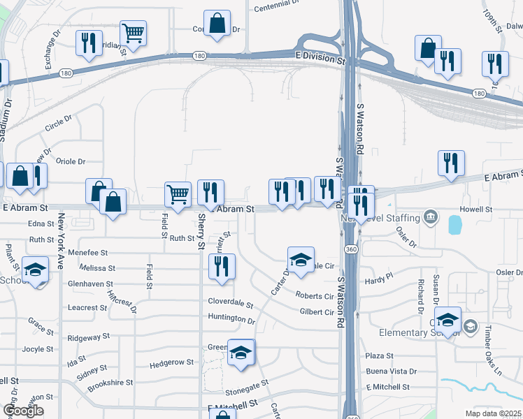 map of restaurants, bars, coffee shops, grocery stores, and more near 209 Hollandale Circle in Arlington