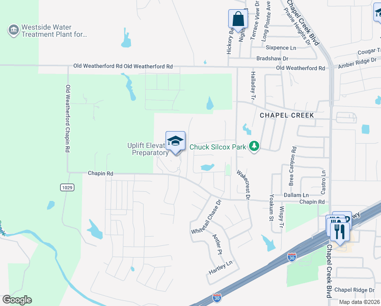 map of restaurants, bars, coffee shops, grocery stores, and more near 10617 Dolostone Court in Fort Worth