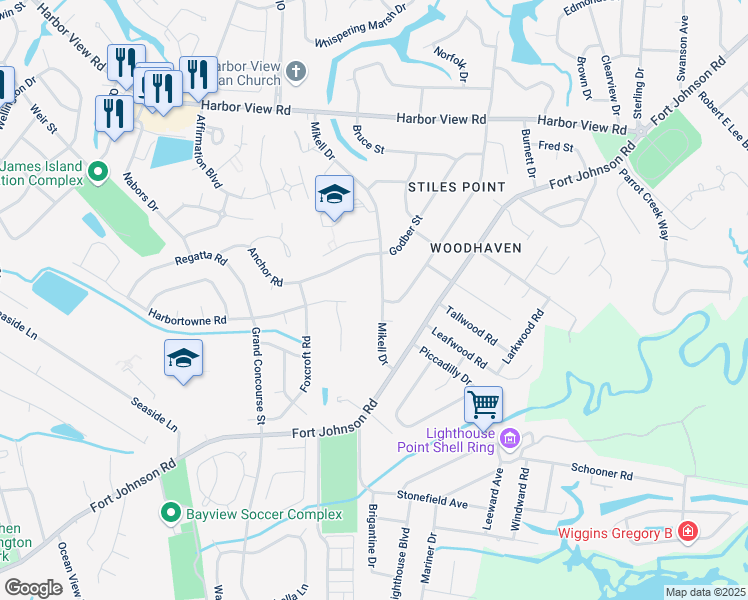 map of restaurants, bars, coffee shops, grocery stores, and more near 888 Stillwater Drive in Charleston