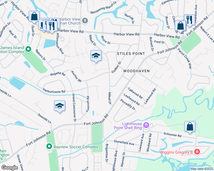 map of restaurants, bars, coffee shops, grocery stores, and more near 888 Stillwater Drive in Charleston