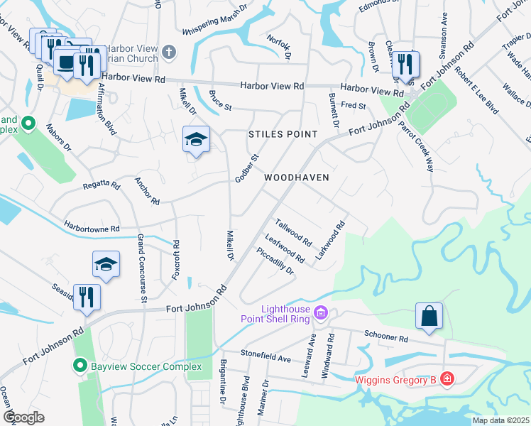 map of restaurants, bars, coffee shops, grocery stores, and more near 771 Jerdone Street in Charleston