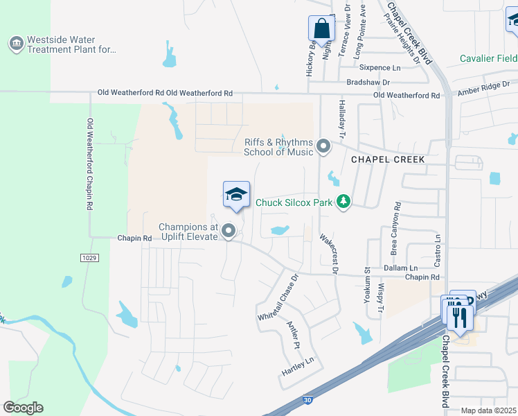 map of restaurants, bars, coffee shops, grocery stores, and more near 2616 Norite Drive in Fort Worth