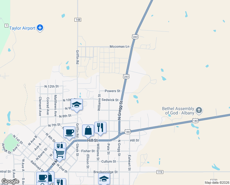 map of restaurants, bars, coffee shops, grocery stores, and more near 433 Powers Street in Albany