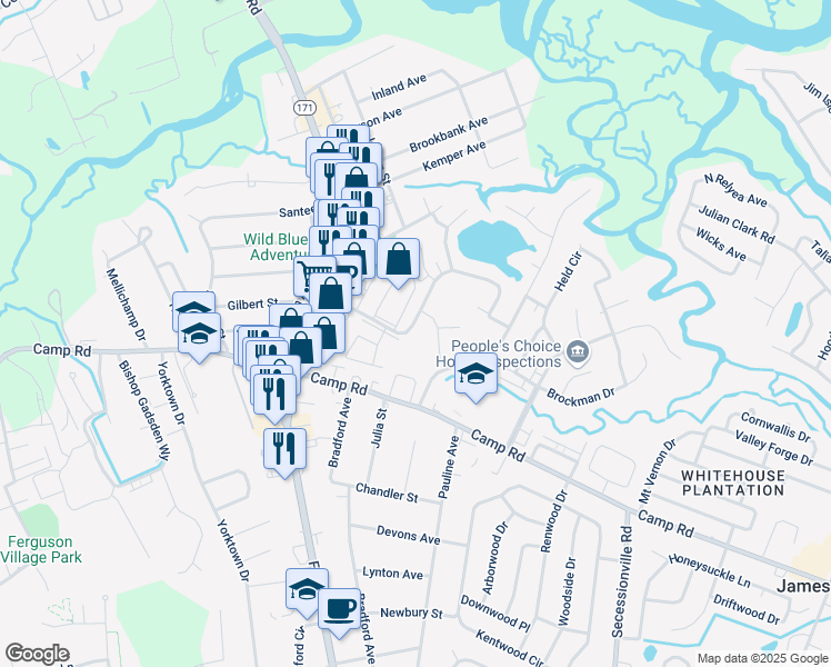 map of restaurants, bars, coffee shops, grocery stores, and more near 30A Rivers Point Row in Charleston