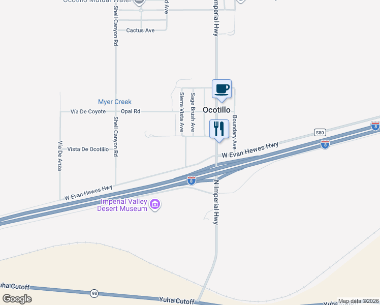 map of restaurants, bars, coffee shops, grocery stores, and more near 1126 Sierra Vista Avenue in Ocotillo