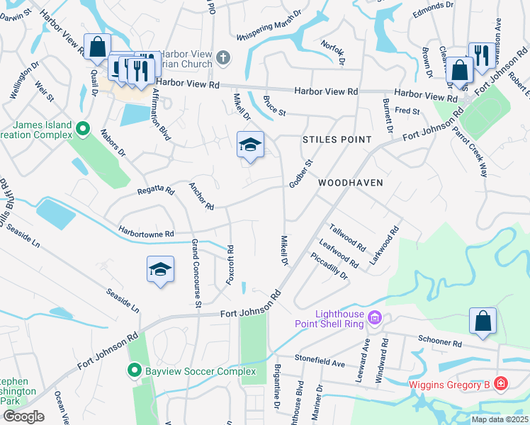 map of restaurants, bars, coffee shops, grocery stores, and more near 888 Stillwater Drive in Charleston