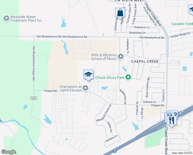 map of restaurants, bars, coffee shops, grocery stores, and more near 2616 Norite Drive in Fort Worth