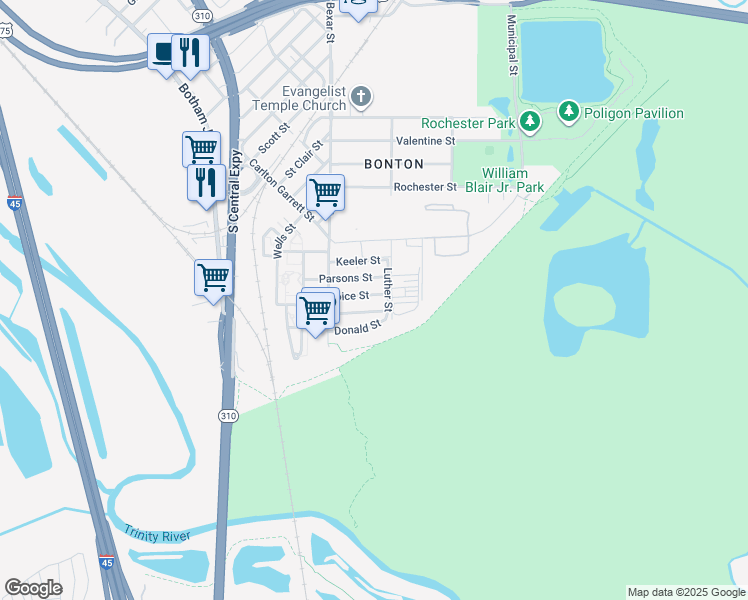 map of restaurants, bars, coffee shops, grocery stores, and more near 2720 Choice Street in Dallas