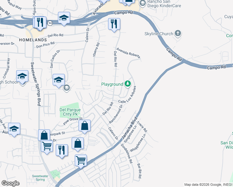 map of restaurants, bars, coffee shops, grocery stores, and more near 10812 Charing Cross Road in Spring Valley