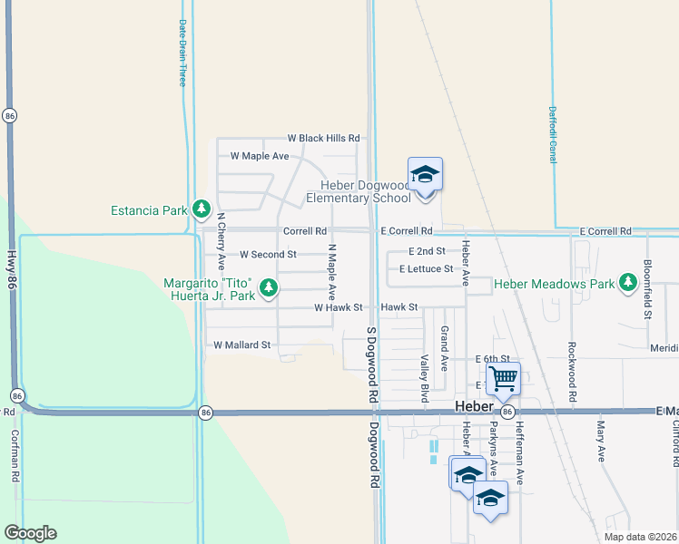 map of restaurants, bars, coffee shops, grocery stores, and more near 1172 N Maple Ave in Heber