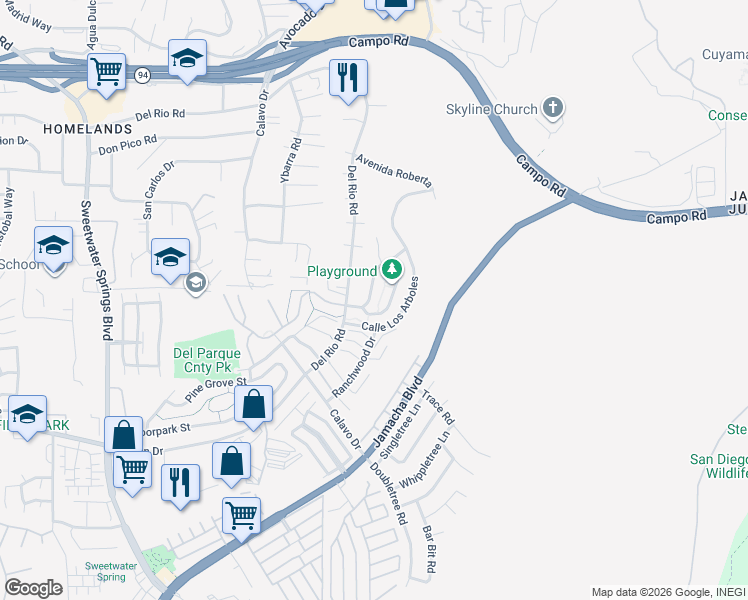 map of restaurants, bars, coffee shops, grocery stores, and more near 3161 Chelsea Park Circle in Spring Valley