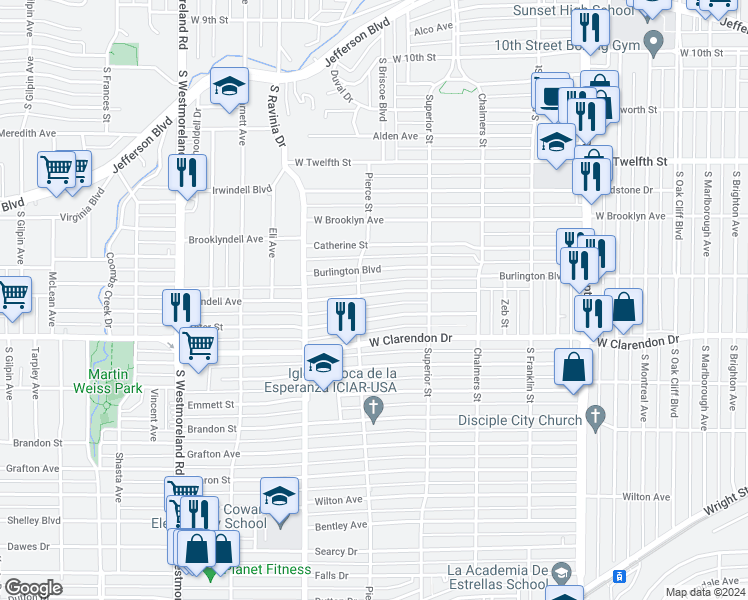 map of restaurants, bars, coffee shops, grocery stores, and more near 2756 Ivandell Avenue in Dallas