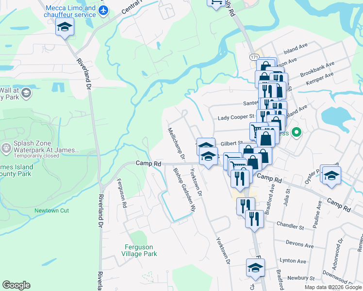 map of restaurants, bars, coffee shops, grocery stores, and more near 850 Mellichamp Drive in Charleston
