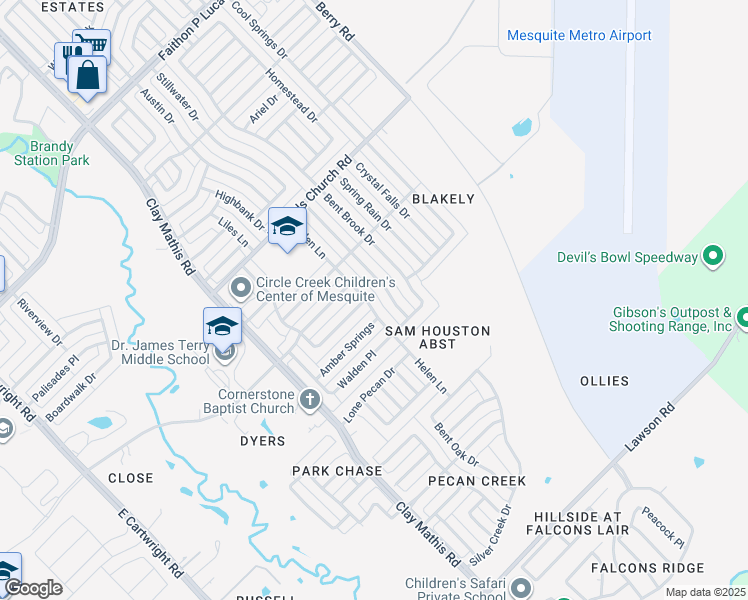 map of restaurants, bars, coffee shops, grocery stores, and more near 2812 Helen Lane in Mesquite