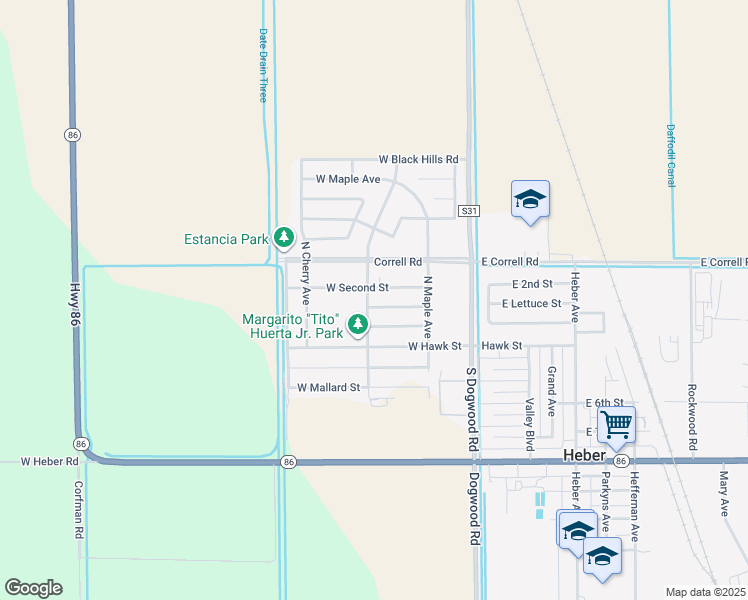 map of restaurants, bars, coffee shops, grocery stores, and more near 48 West Robin Street in Heber