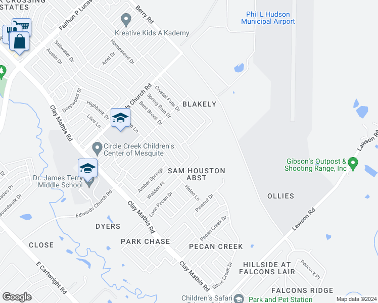 map of restaurants, bars, coffee shops, grocery stores, and more near 2824 Bent Brook Drive in Mesquite