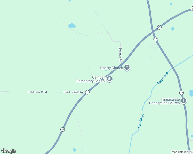 map of restaurants, bars, coffee shops, grocery stores, and more near 4783 State Highway 43 in Camden