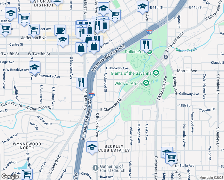 map of restaurants, bars, coffee shops, grocery stores, and more near 847 Cumberland Street in Dallas