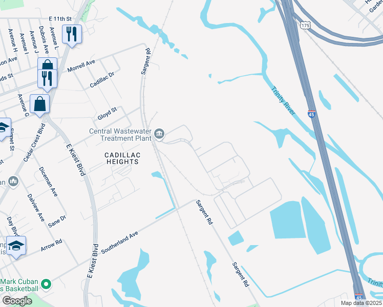 map of restaurants, bars, coffee shops, grocery stores, and more near 1020 Sargent Road in Dallas