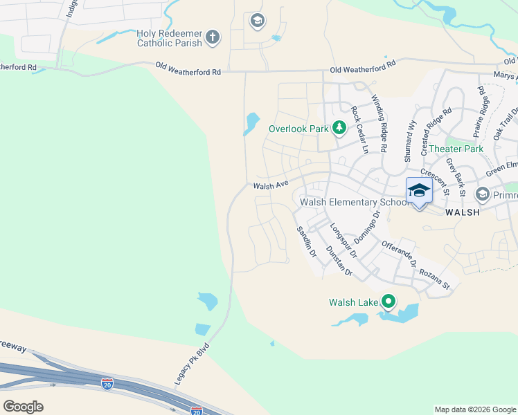 map of restaurants, bars, coffee shops, grocery stores, and more near 14427-15203 Old Weatherford Road in Weatherford