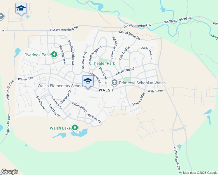 map of restaurants, bars, coffee shops, grocery stores, and more near 2016 Bending Oak Street in Aledo