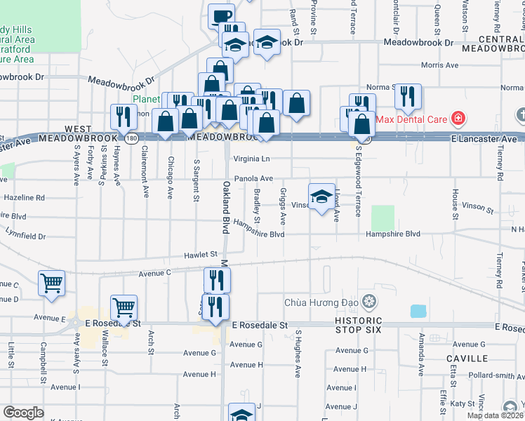 map of restaurants, bars, coffee shops, grocery stores, and more near 621 Upton Avenue in Fort Worth