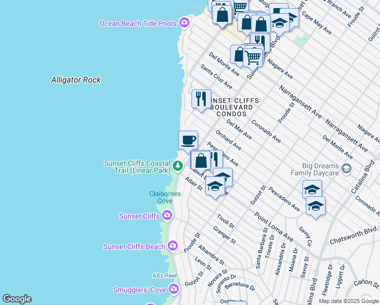 map of restaurants, bars, coffee shops, grocery stores, and more near 4837 Bermuda Avenue in San Diego