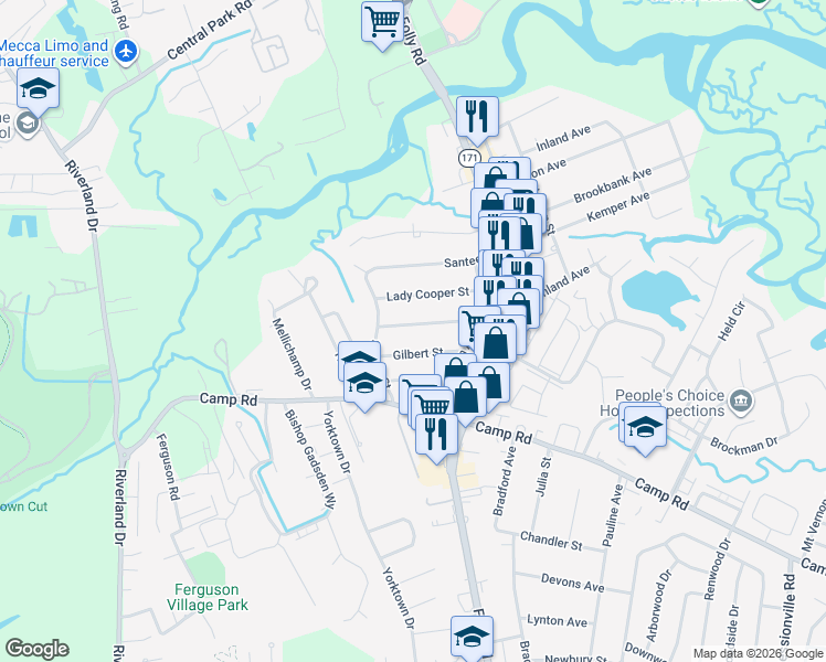 map of restaurants, bars, coffee shops, grocery stores, and more near 1763 Lady Ashley Street in Charleston