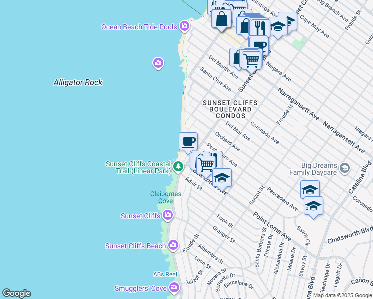 map of restaurants, bars, coffee shops, grocery stores, and more near 4837 Bermuda Avenue in San Diego