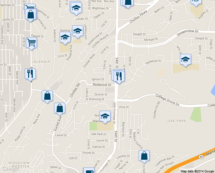 map of restaurants, bars, coffee shops, grocery stores, and more near in San Diego