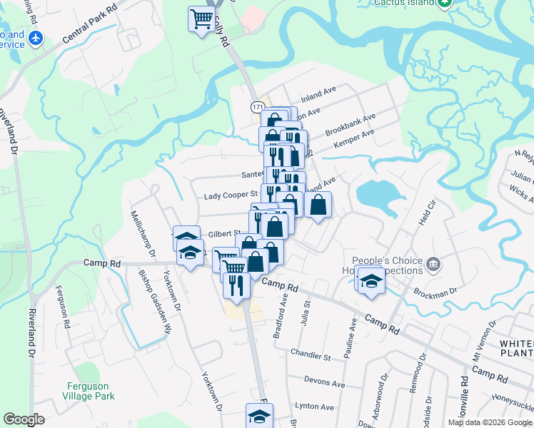 map of restaurants, bars, coffee shops, grocery stores, and more near 838 West Madison Avenue in Charleston