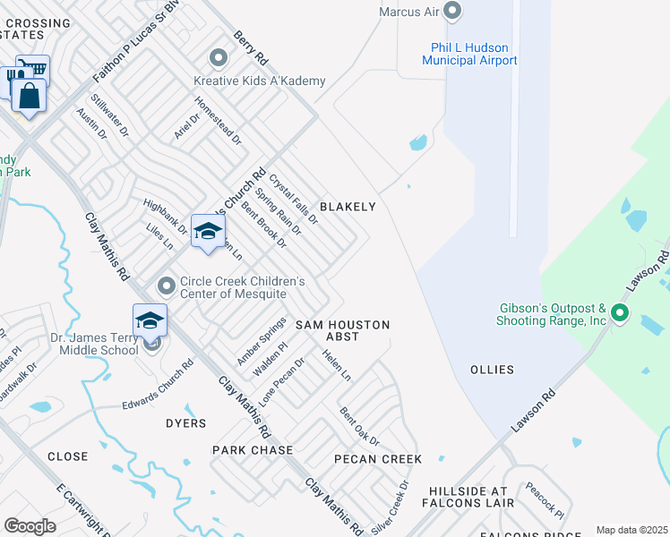 map of restaurants, bars, coffee shops, grocery stores, and more near 1812 Springmont Drive in Mesquite