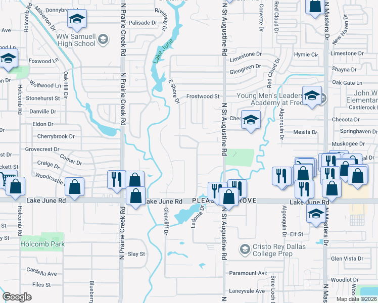 map of restaurants, bars, coffee shops, grocery stores, and more near 9420 Eloise Street in Dallas