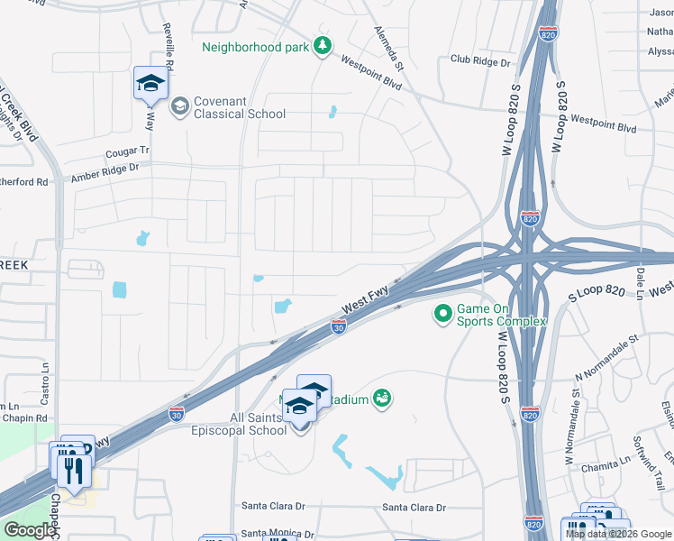 map of restaurants, bars, coffee shops, grocery stores, and more near 9628 Hickory Knob Drive in Fort Worth