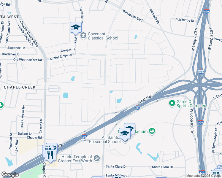 map of restaurants, bars, coffee shops, grocery stores, and more near 9736 Hickory Knob Drive in Fort Worth