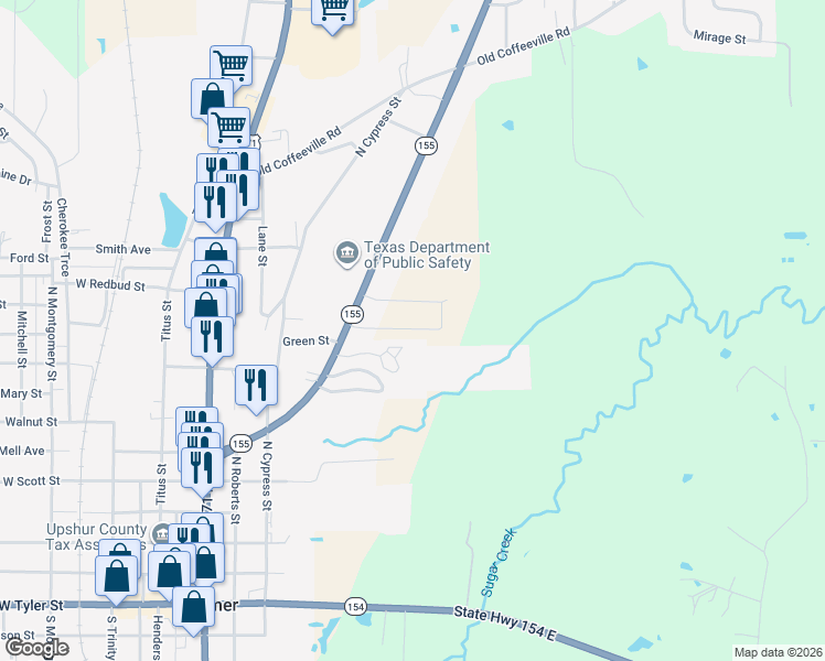 map of restaurants, bars, coffee shops, grocery stores, and more near 272 Oak Valley Drive in Gilmer