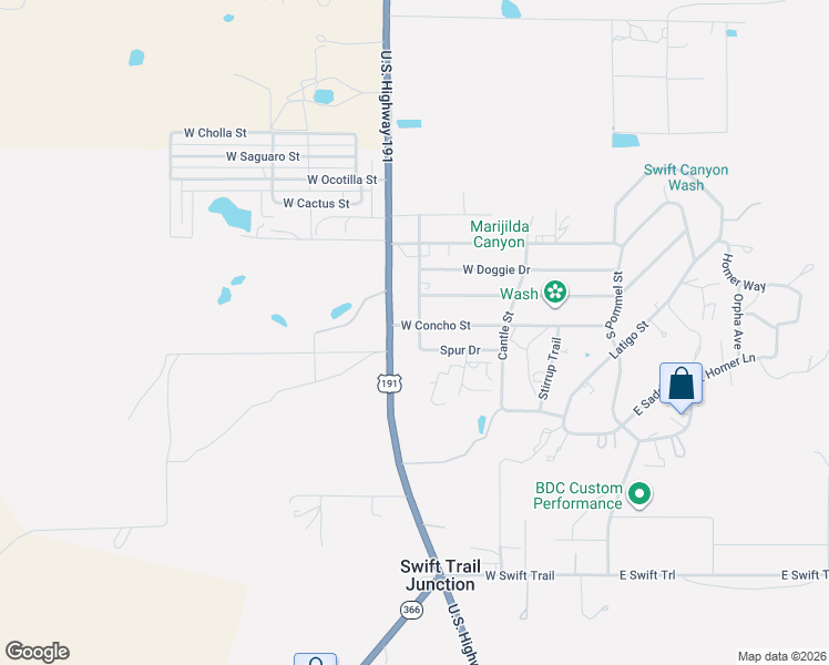 map of restaurants, bars, coffee shops, grocery stores, and more near 7451-7501 U.S. 191 in Safford