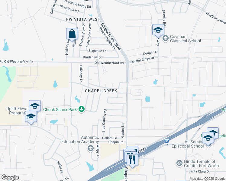 map of restaurants, bars, coffee shops, grocery stores, and more near 10241 Pleasant Mound Drive in Fort Worth