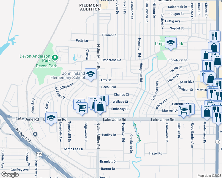 map of restaurants, bars, coffee shops, grocery stores, and more near 1438 Celeste Drive in Dallas