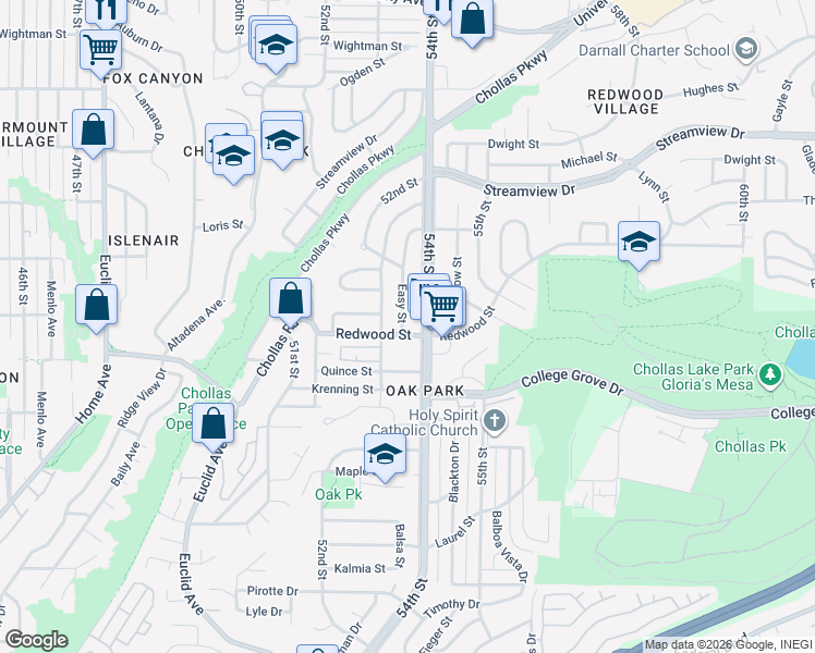 map of restaurants, bars, coffee shops, grocery stores, and more near in San Diego