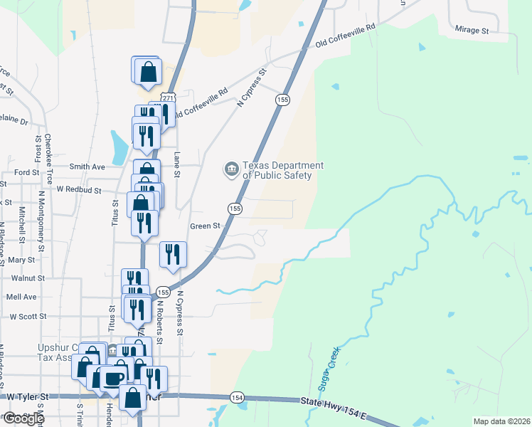 map of restaurants, bars, coffee shops, grocery stores, and more near 272 Oak Valley Drive in Gilmer