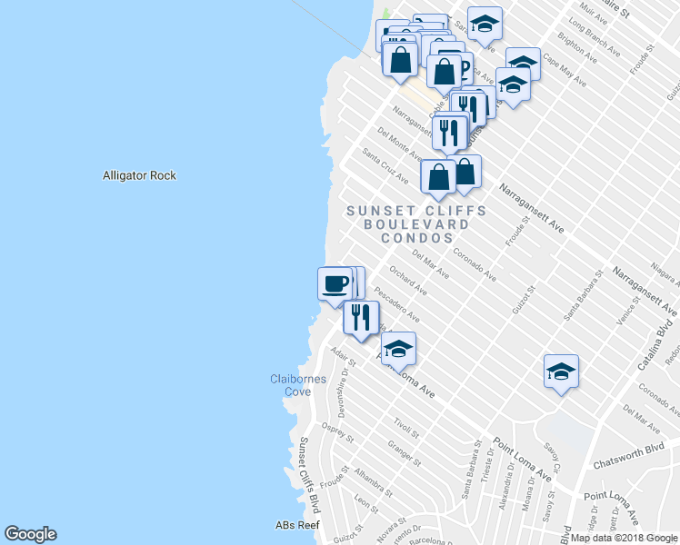 map of restaurants, bars, coffee shops, grocery stores, and more near 4898 Pescadero Avenue in San Diego