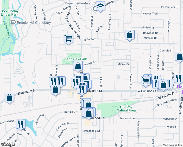 map of restaurants, bars, coffee shops, grocery stores, and more near 2334 Kingsway Drive in Arlington