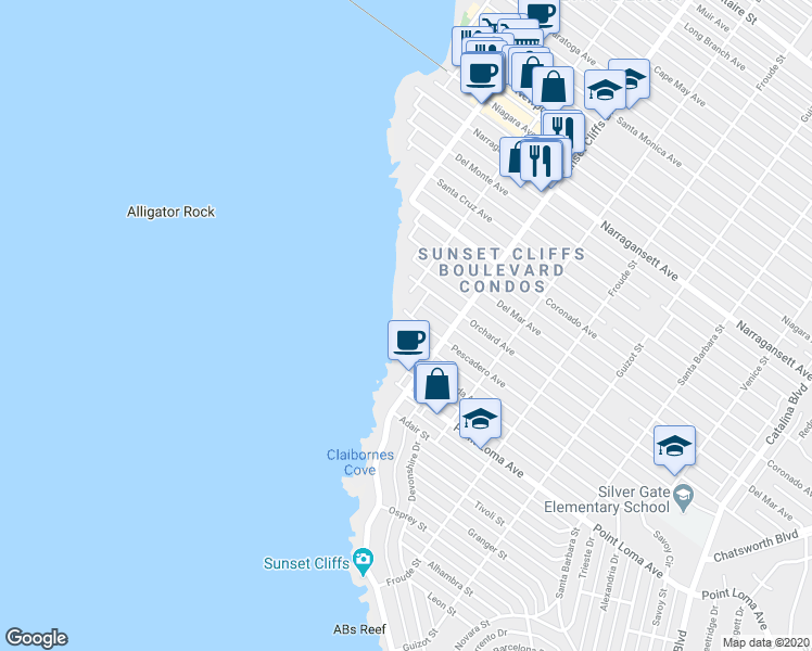 map of restaurants, bars, coffee shops, grocery stores, and more near 4898 Pescadero Avenue in San Diego