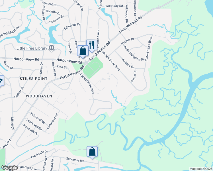 map of restaurants, bars, coffee shops, grocery stores, and more near 859 Treasury Bend Drive in Charleston