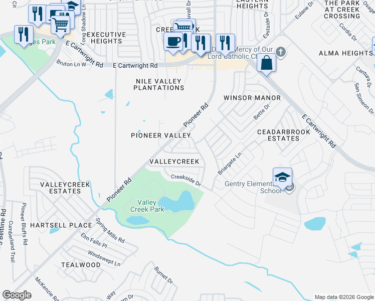 map of restaurants, bars, coffee shops, grocery stores, and more near 2013 Silver Spring Drive in Mesquite