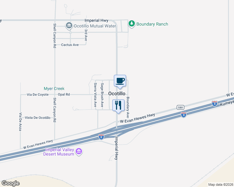 map of restaurants, bars, coffee shops, grocery stores, and more near in Ocotillo